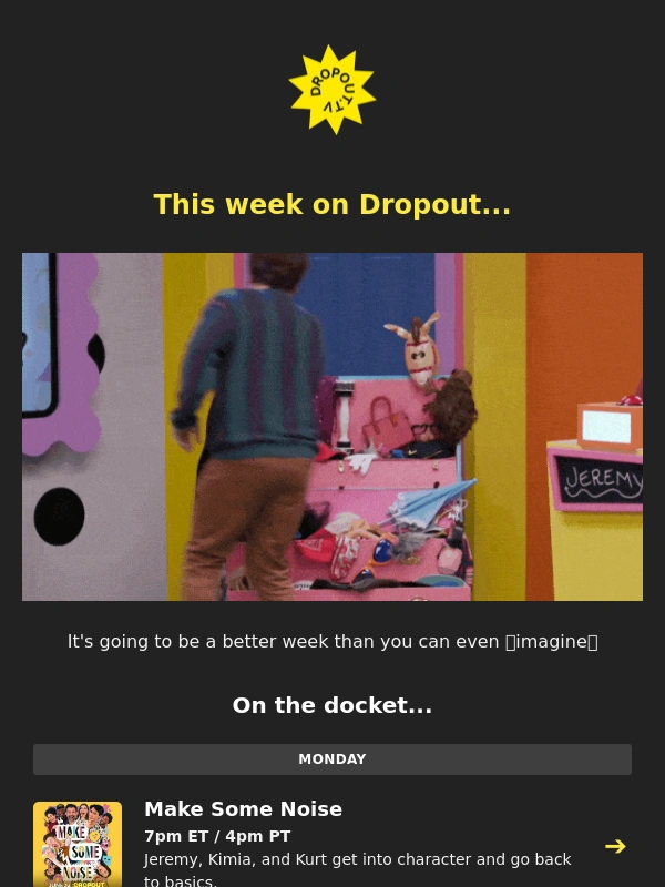 dropout-tv - ??TONIGHT: Jeremy Culhane,Kimia Behpoornia,and Kurt Maloney on Make Some Noise!!!?