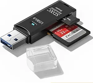 USB3.0 Micro SD Card Reader, 5Gbps 2-in-1 SD Card Reader to USB Adapter, Wansurs Memory Card Reader for SDXC, SDHC, MMC, RS-MMC, Micro SDXC, Micro SD, Micro SDHC and UHS-I Cards (1Pack Black)