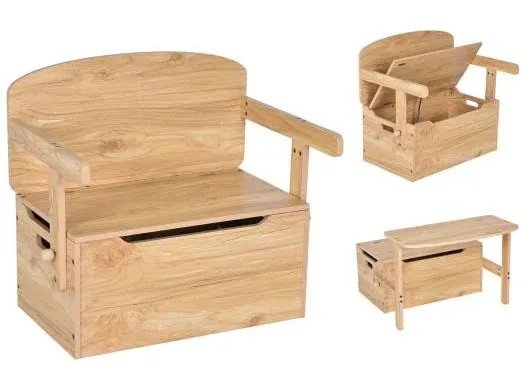 Costway 3-in-1 Kids Convertible Storage Bench Wood Activity Table and Chair Set