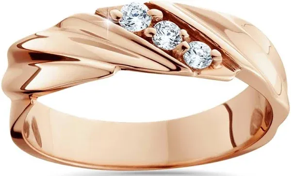 Pompeii3 Men's 14K Rose Gold 1/10ct Diamond Wedding Ring