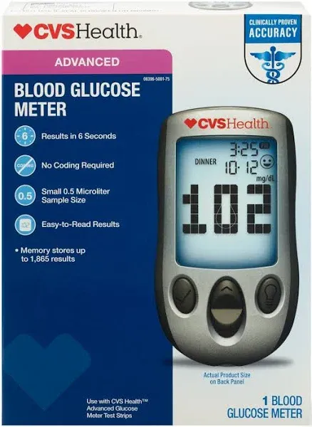 CVS Health Advanced Glucose Meter Easy Tracking New Factory Sealed
