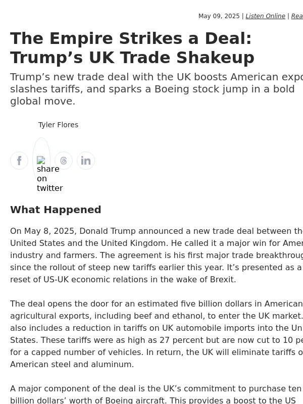 Barron's - The Empire Strikes a Deal: Trump’s UK Trade Shakeup