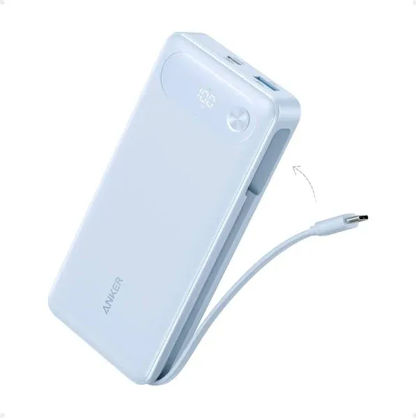 Anker Power Bank 20,000mAh Travel Essential Portable Charger with Built-in USB-C Cable