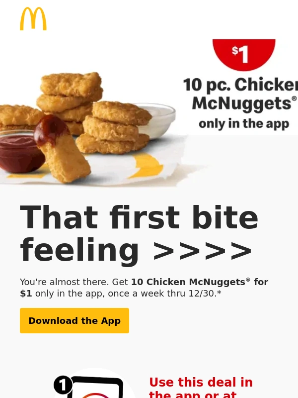 Mcdonalds - $1 = the perfect first bite