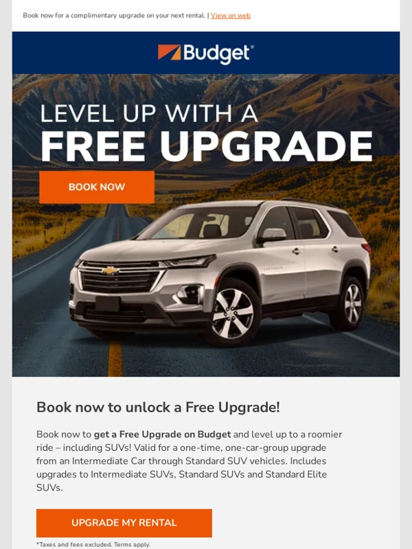 Budget - STILL TIME: Get a Free Upgrade to a bigger ride – including SUVs!