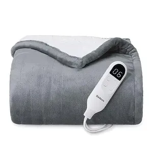 Bedsure Electric Heated Throw Blanket - Soft Flannel & Sherpa, 6 Heat Levels, 4 Time Settings, Auto Shut Off (50x60 inches, Gre.