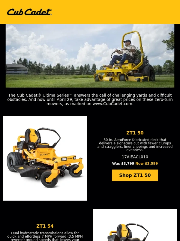 Cub Cadet - Select Zero-Turn Lawn Mowers On Sale Just in Time for Summer