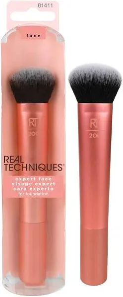 Real Techniques - Expert Face Professional Foundation Makeup Brush, Dense Bristles, Orange, 1 Count