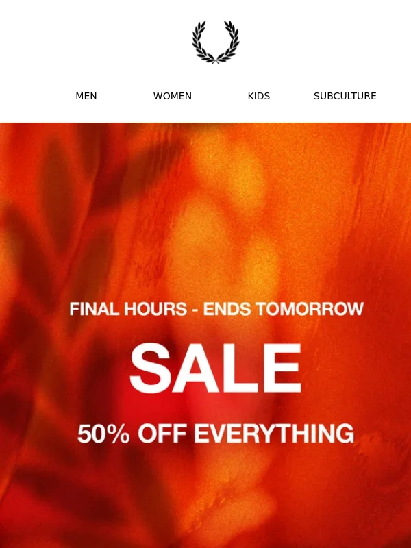 Fred Perry - Sale Ends Tomorrow: All T-Shirts Now 50% Off