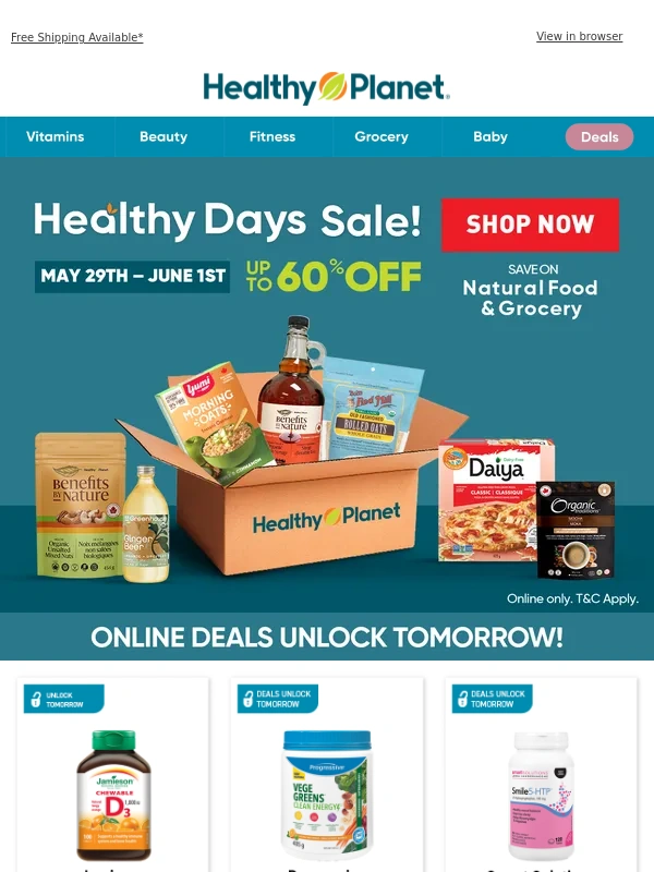 Healthy Planet - Get Ready for Healthy Days Deals – Up to 60% Off Starts Tomorrow!