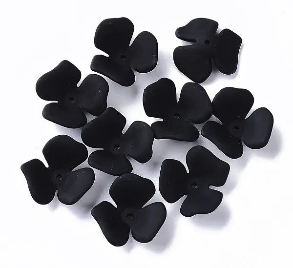 3-Petal Spray Painted Acrylic Bead Caps