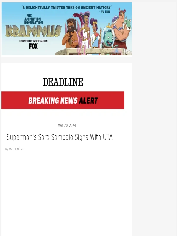 Hulu - 'Superman's Sara Sampaio Signs With UTA
