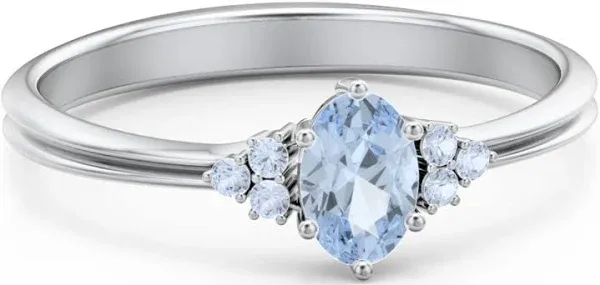 Gold Solitaire Oval with Triple Accents Ring