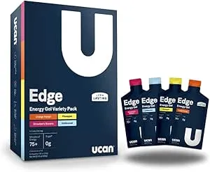 UCAN - Edge Energy Gel Shots, Variety Pack (12, 2 Ounce Packets), Sugar-Free, Vegan, Keto Friendly