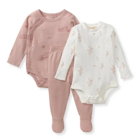 Burt's Bees Baby Wildflower 3 Piece Bodysuit & Pant Set