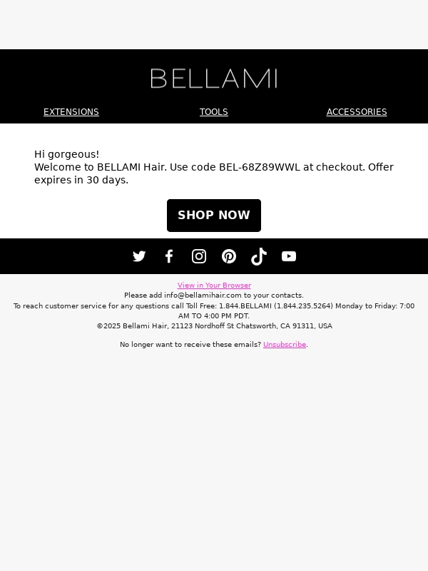 Bellami Hair - Your 10% OFF code inside!