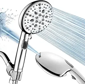 Cobbe - High Pressure 9 Functions Shower Head, Handheld, Stainless Steel Hose, Chrome