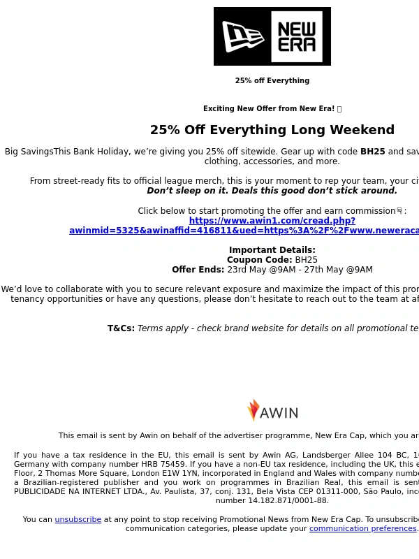 New Era Cap - Fwd: New Era Cap (5325): ?New Era: 25% OFF EVERYTHING