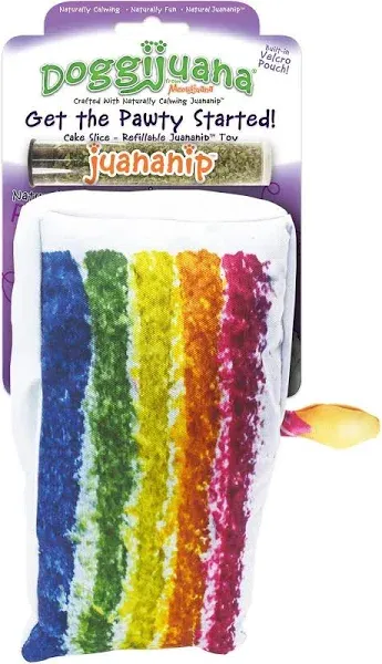 Doggijuana Get the Pawty Started Refillable Cake Slice Dog Toy