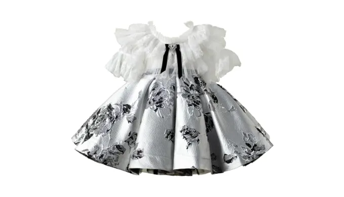 COLA CITY Glamorous Girls Dress: Ruffled Lace Collar & Floral – Print Satin Elegance(US, Age, 5 Years, 6 Years, 3D Printing)