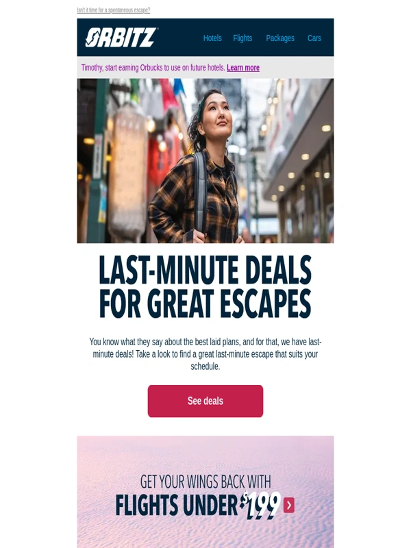 Orbitz - No plans,no problem with these last-minute deals
