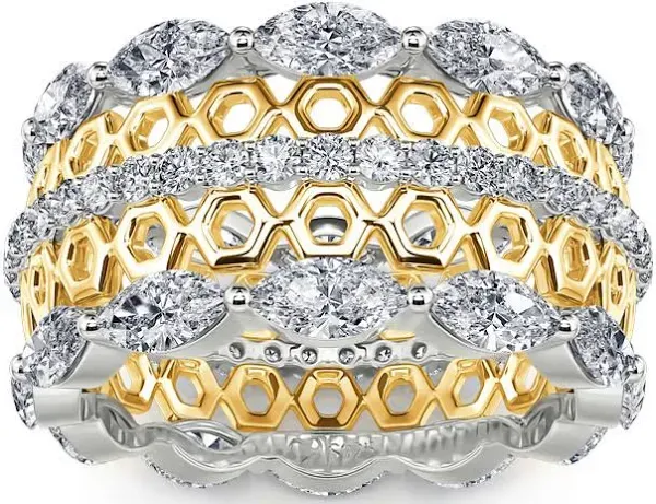 Jeulia Women's Sterling Silver Moissanite Honeycomb Hollow Band