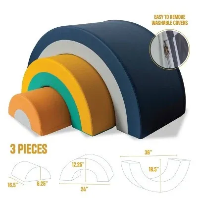 Playtopia 3-Piece Foam Rainbow Soft Play Equipment Set
