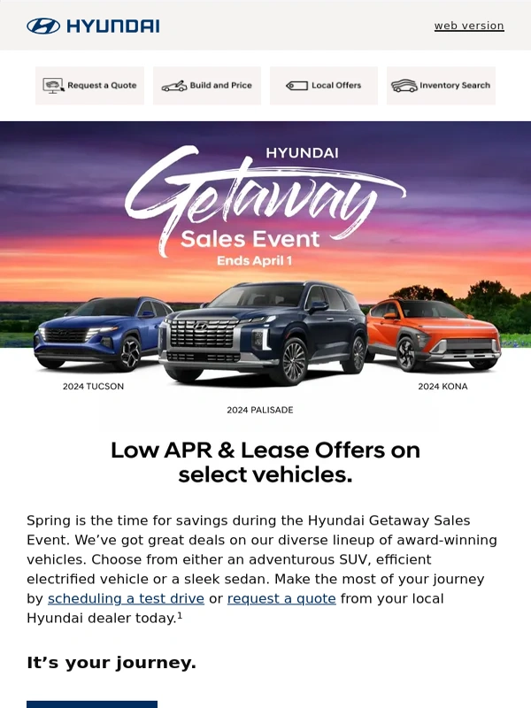 Hyundai - The Hyundai Getaway Sales Event is on!