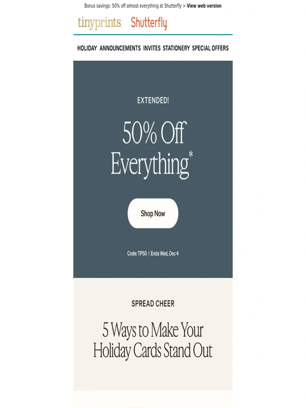 Tiny prints - Cyber Monday EXTENDED! 50% OFF Everything! ?