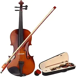 4/4 Acoustic Violin Set,Beginner Violin Vintage Solid Wood Violin Starter Kit with Carrying Case,Bow and Rosin (Natural)