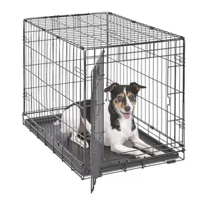 MidWest Homes for Pets Newly Enhanced Single & Double Door iCrate Dog Crate, Includes Leak-Proof Pan, Floor Protecting Feet, Di.