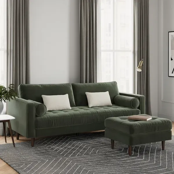 Article Sven 88 Tufted Velvet Sofa - Plush Pacific Green