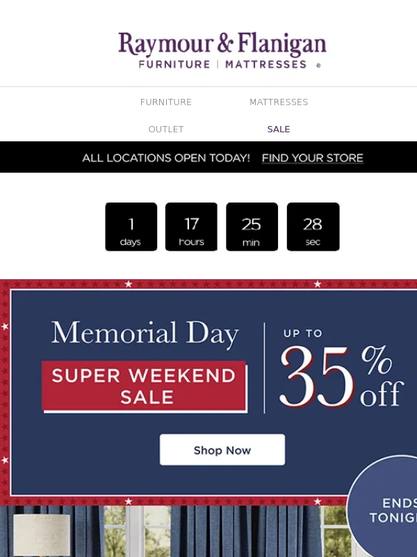 Raymour & Flanigan - ? Last chance to save up to 35%! ?