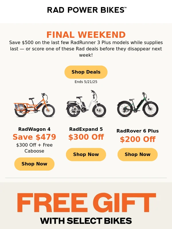 Rad Power Bikes - Final Weekend ? 7 deals disappear next week!