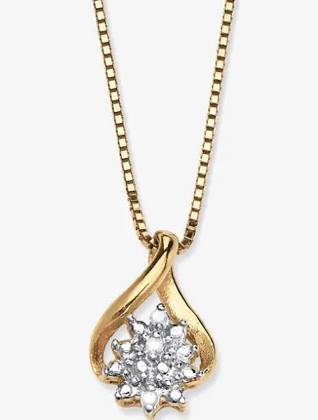 PalmBeach Jewelry 18K Gold-Plated Sterling Silver Diamond Accent Cluster Pendant Necklace