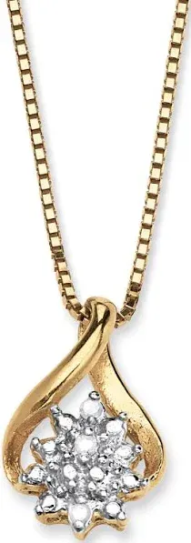 PalmBeach Jewelry 18K Gold-Plated Sterling Silver Diamond Accent Cluster Pendant Necklace