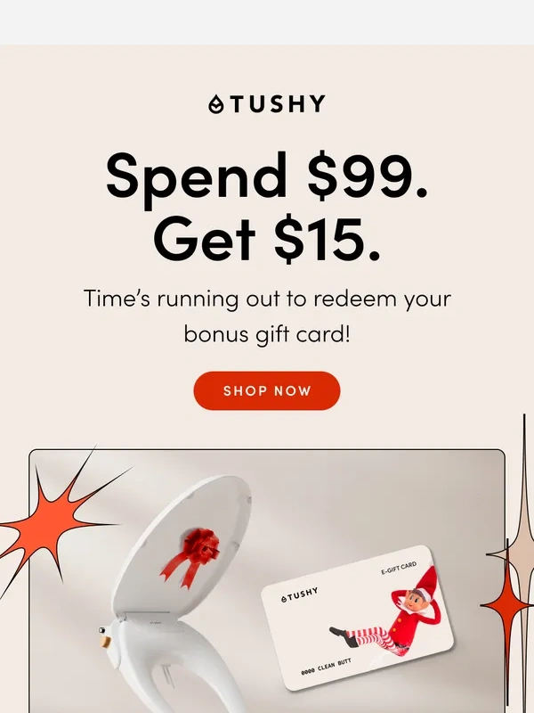 Tushy - Spend $99,Get $15 ends soon!