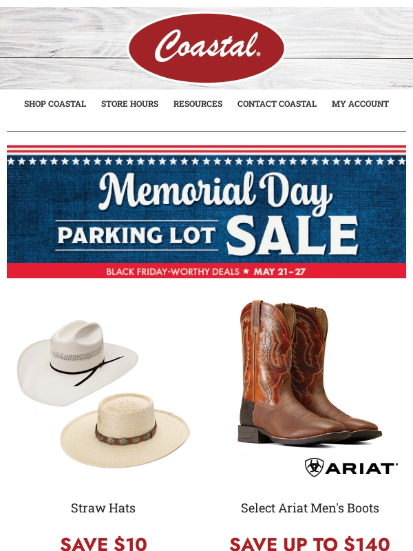Coastal Farm and Ranch - Shop NOW for Black Friday-Worthy SAVINGS on Apparel for the Family—ENDS 5/27