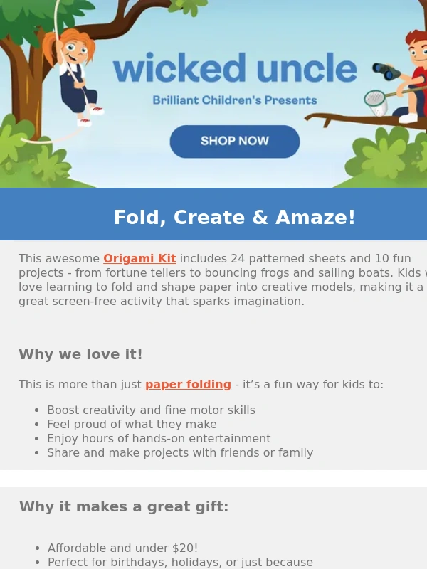 Wicked Uncle - ✨ Unfold Creativity with Our Origami Kit!