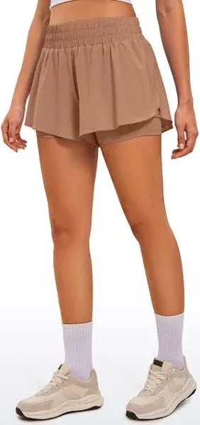 CRZ YOGA 2 in 1 Flowy Running Shorts for Women High Waisted Quick Dry for Athletic Gym Lounge Workout Cute Tennis Skirts