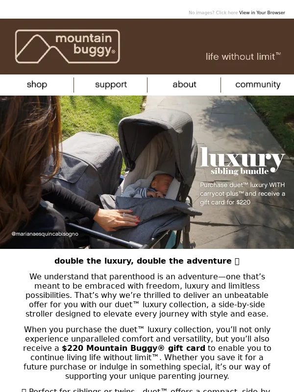 Mountain Buggy - Double the Luxury,Double the Adventure—Get Your duet™ Today!
