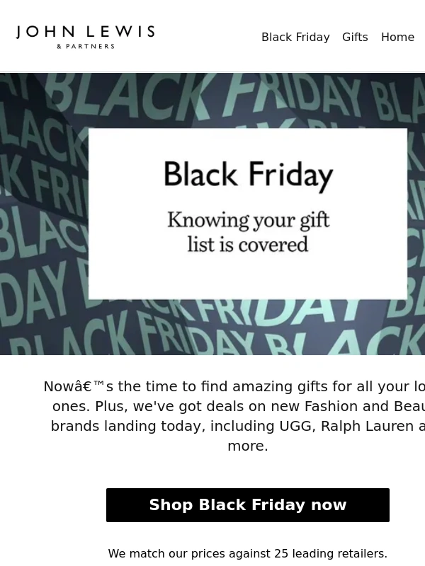 John Lewis - Tick off your gift list this Black Friday