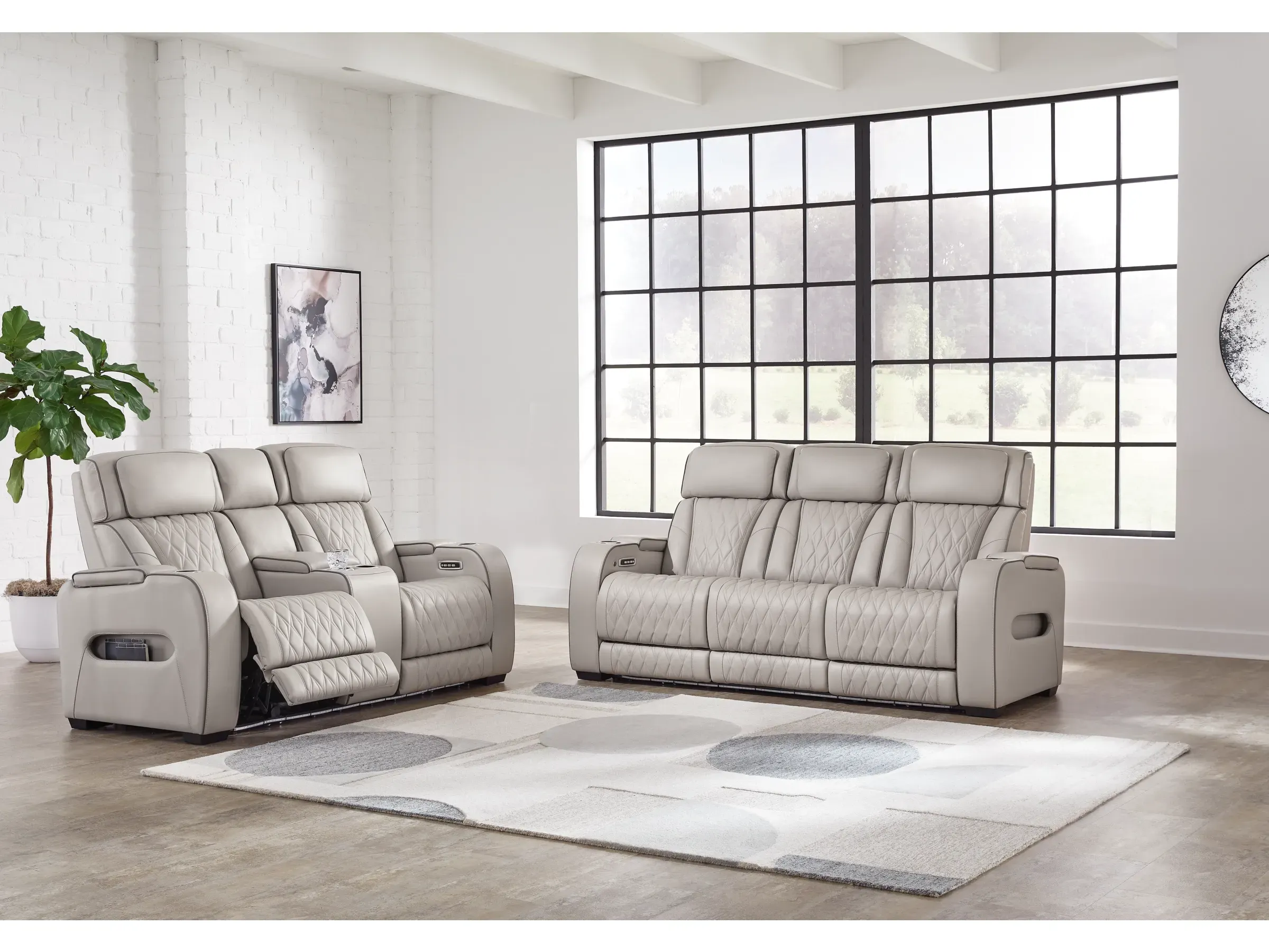 Boyington Triple Power Leather Reclining Sofa and Loveseat Set