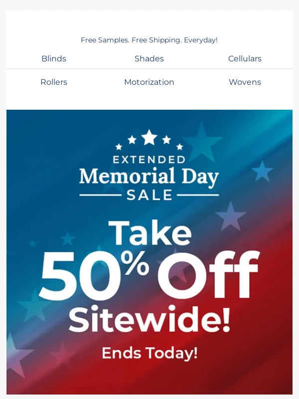 Select Blinds - VIP Extended Access: 50% Off Ends Tonight!