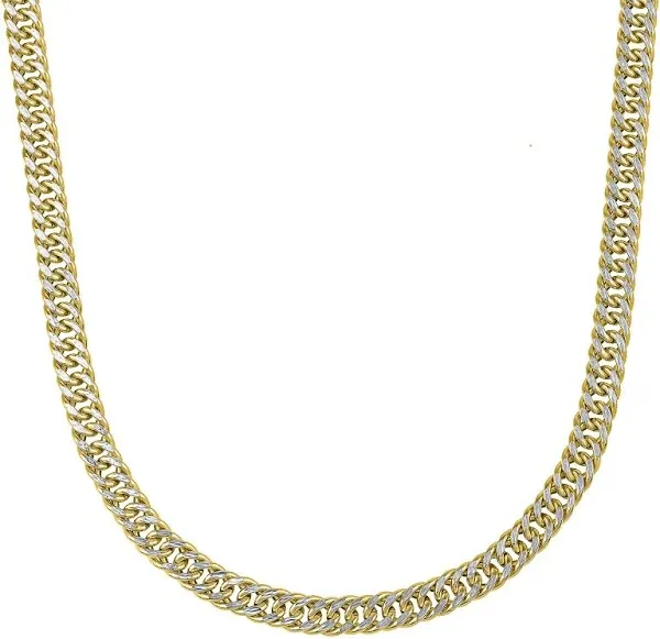 14K Yellow Gold Pave Diamond-Cut Curb Chain Necklace