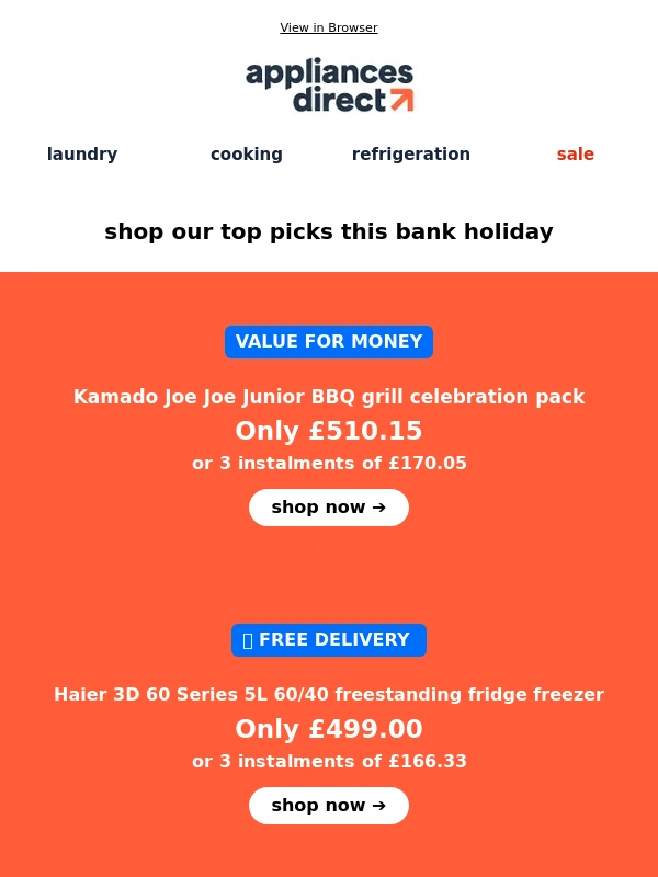 Appliances Direct - Bank Holiday Savings