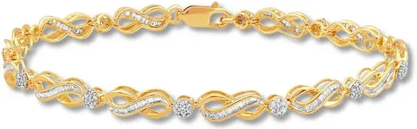 1 Cttw Diamond Infinity Bracelet in 10K Yellow Gold