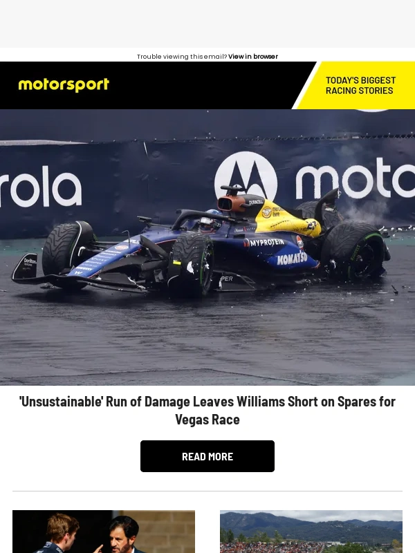 Motorsport - ? Williams is a Bit Short on Spares
