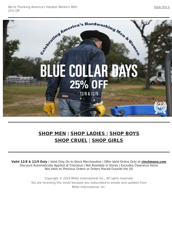CINCH Jeans - Your 25% Off is About to Expire! ⏰