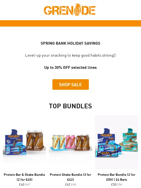 Grenade - Re: Bank Holiday offers inside